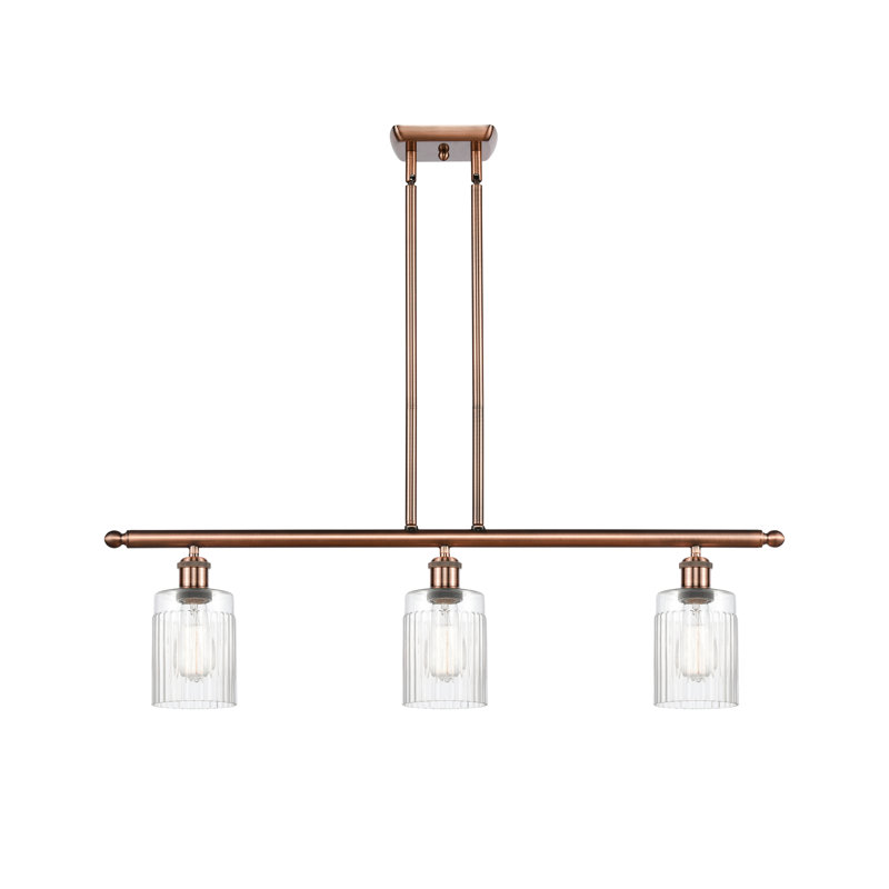 Luminaire suspendu pour îlot de cuisine 3 lumières Caplinger, Cuivre antique, Ampoule DEL 6 watts Vinage