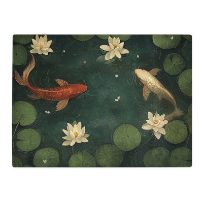 Koi Fish Graphic  Glass Chopping Board