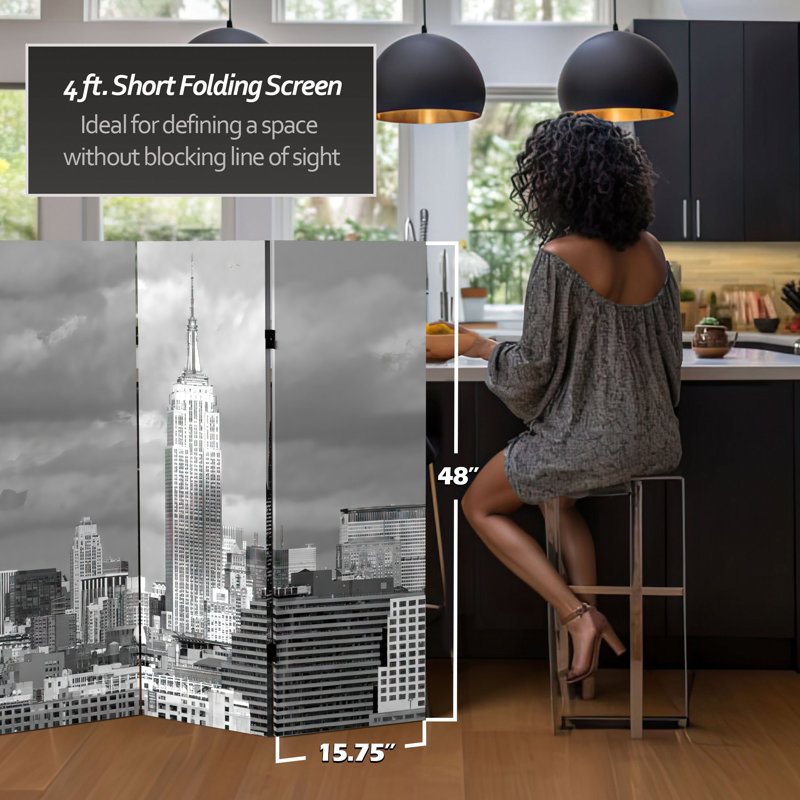 70.88" x 47.25" New York Scenes 3 Panel Room Divider, 4 ft tall