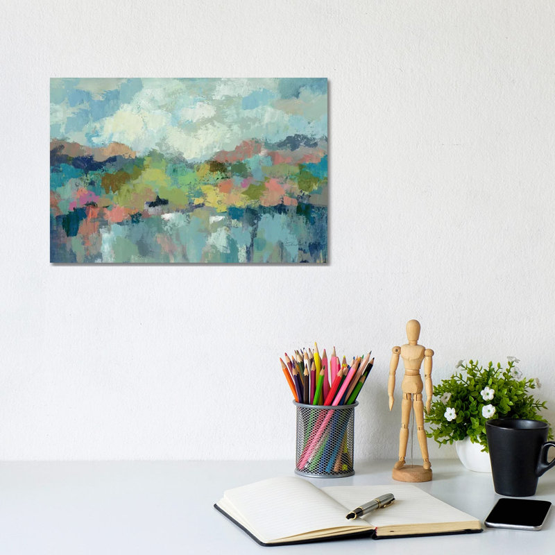 Abstract Lakeside 1 Piece Wall Art on Canvas, 20.32 cm H x 30.48 cm W, Wrapped Canvas