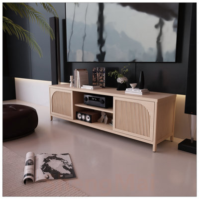 Bamboo TV Cabinet with Ample Storage and Natural Charm for Bathroom and Living Room
