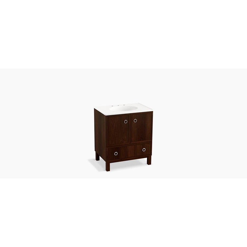 Jacquard 30" Vanity Base Only with Furniture Legs, 2 Doors and 1 Drawer, Ramie couleur noyer