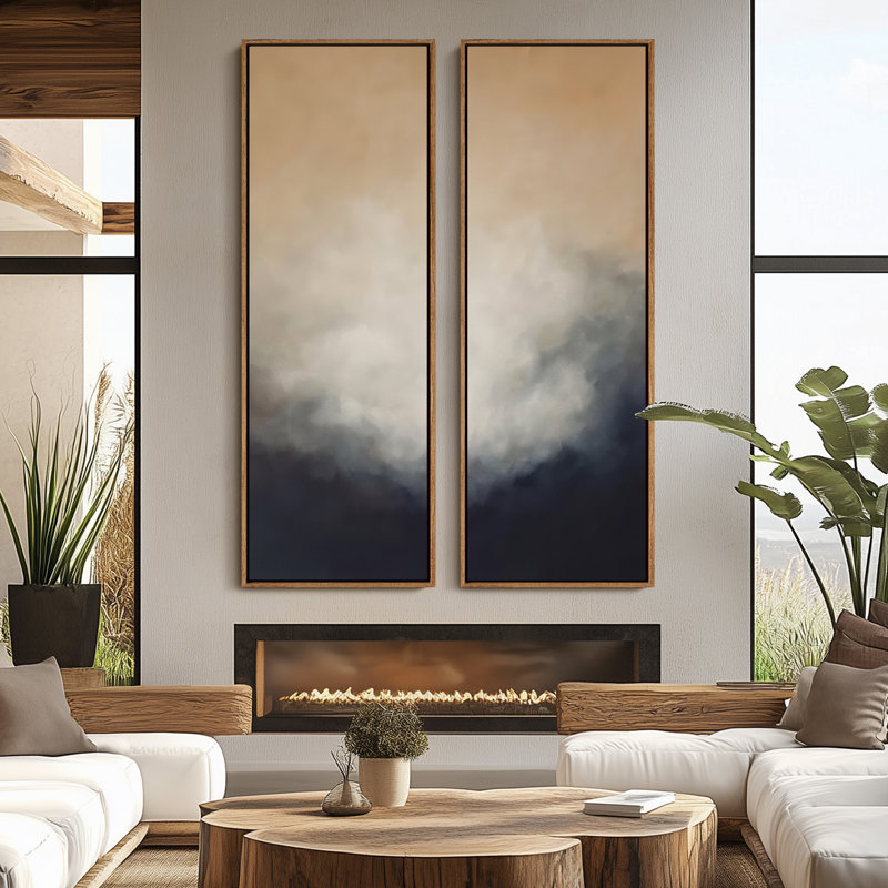 «Vintage Landscape Wall Art», ensemble de 2 toiles encadrées 20 x 60 pouces, Naturel