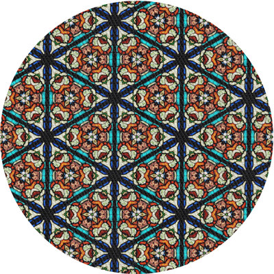 Tapis brun/bleu à motifs