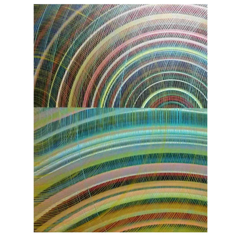 Peinture acrylique à rayons colorés par Ghanshyam Gupta - Acrylique abstraite sur toile 34 "x 41" avec poutres lumineuses vibrantes pour une décoration intérieure contemporaine