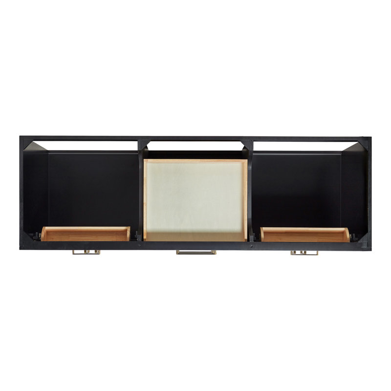 Hepburn 66'' Double Bathroom Vanity Base Only, Satin Brass, Black