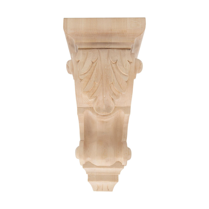 10" Hand Carved Alder Wood Acanthus Leaf Corbel