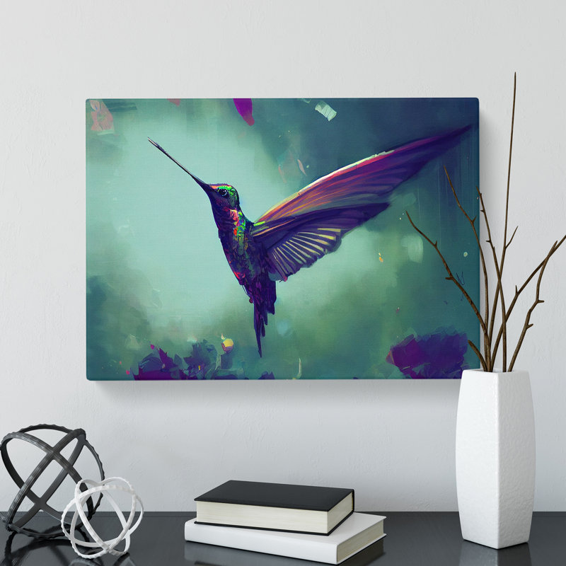 Hummingbird Art Painting Vol.5 Abstract - Wrapped Canvas Painting, 35cm H x 50cm W x 3cm D