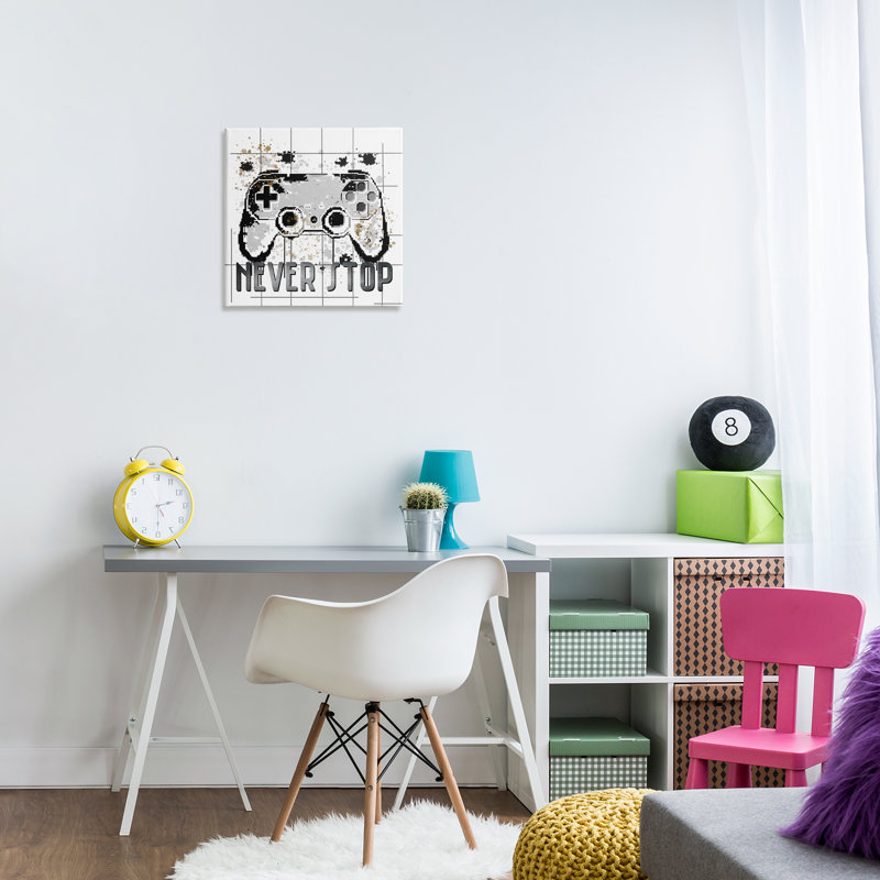 «Never Stop Pixel Gamer Canvas», conception de Kim Allen, H 17 po x l 17 po