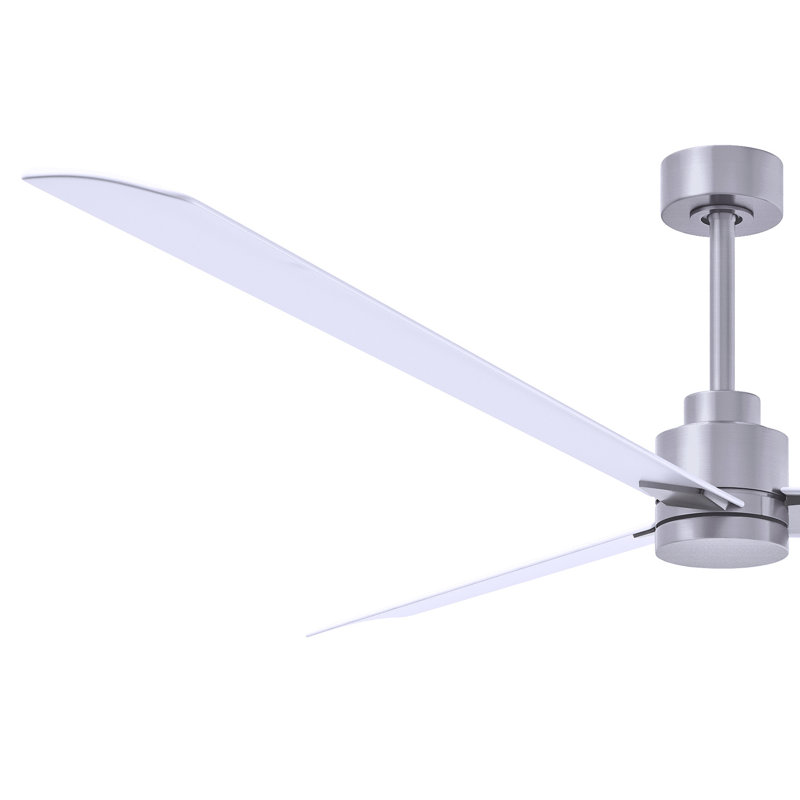 Alessandra Outdoor Downrod Ceiling Fan, Brushed Nickel, Matte White