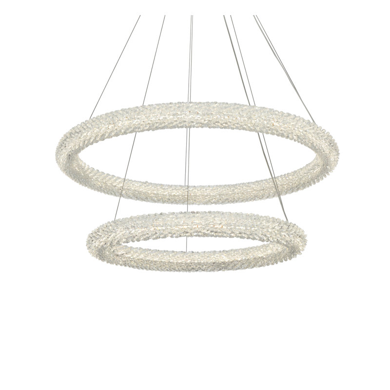 Lustre gradué à 2 lumières DEL Bridgeton, Or satiné, H 12 po x l 32 po x P 32 po