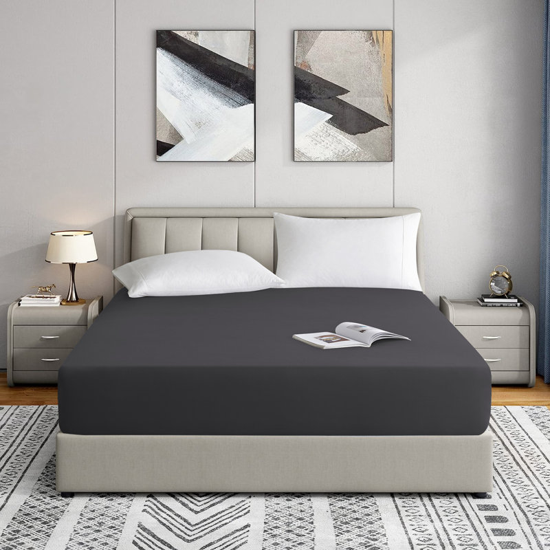 Tanvish Luxury Microfiber Fitted Sheet - 40 cm Deep Pocket, Ultra-Soft - Wrinkle-Free and Easy Care, Single (3'), Charcoal