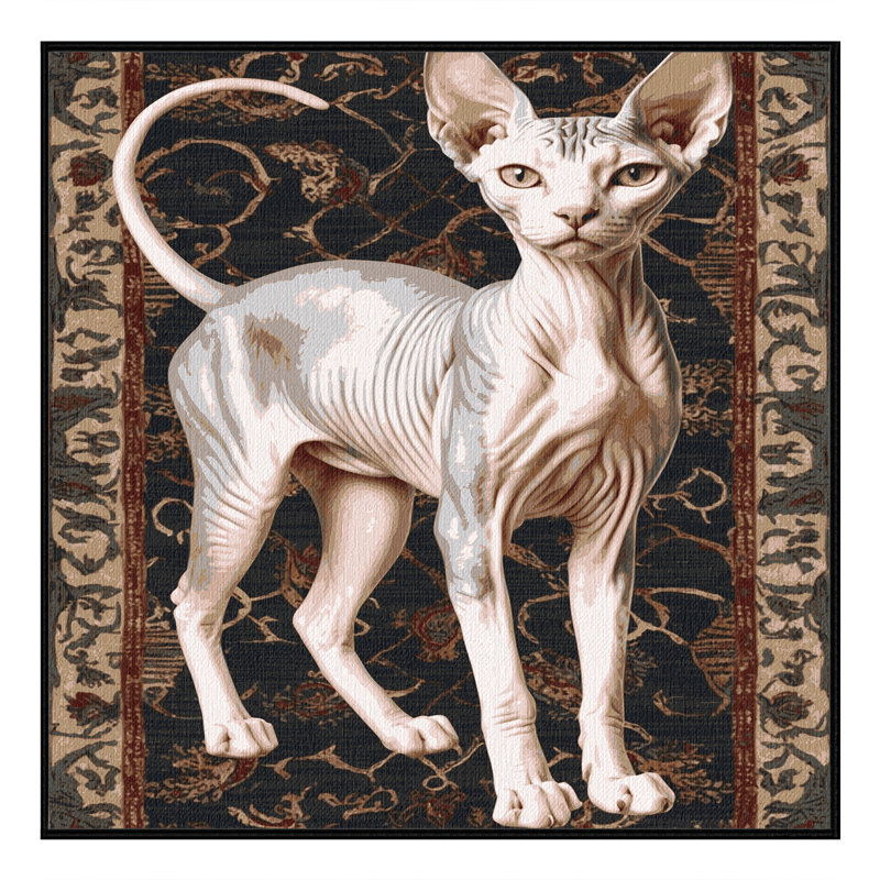 Washable Don Sphynx Cats Area Rug, Square 6'