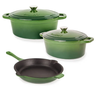 MegaChef 5-Piece 15.75-in Cast Iron Cookware Set with Lid(s) Included in  the Cooking Pans & Skillets department at