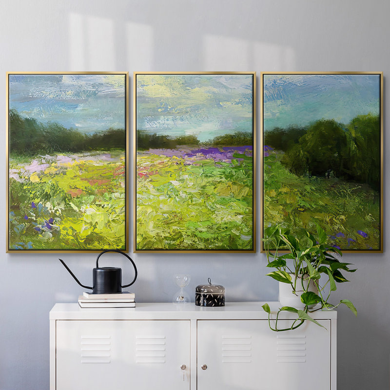 3 - Pieces, Gold Framed, 36" H x 75" W x 2" D