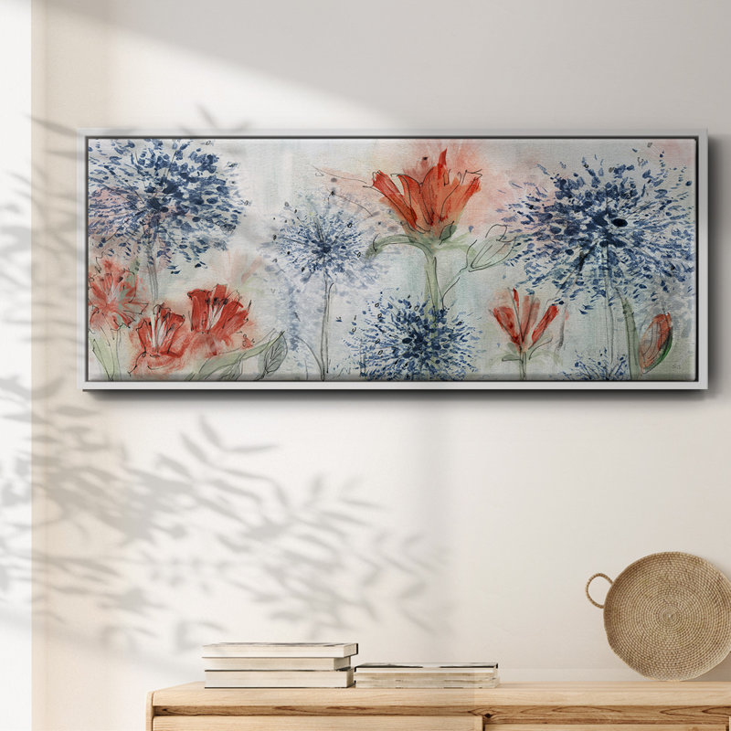 Tiger Lily Field- Framed Canvas, 24" H x 60" W