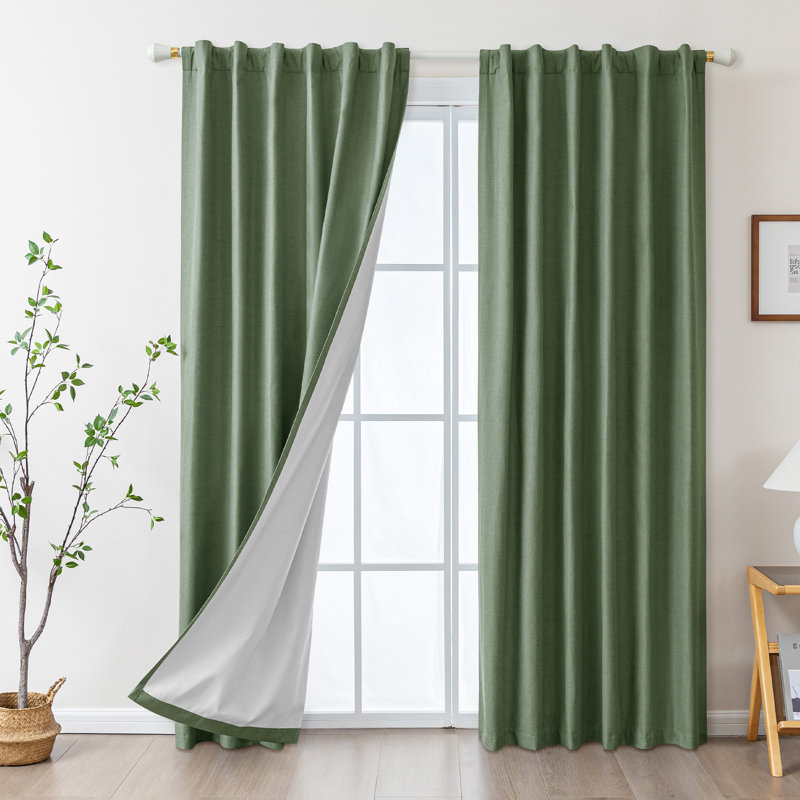 Paire de rideaux Vishrut, L 52 po x L 108 po, Vert olive