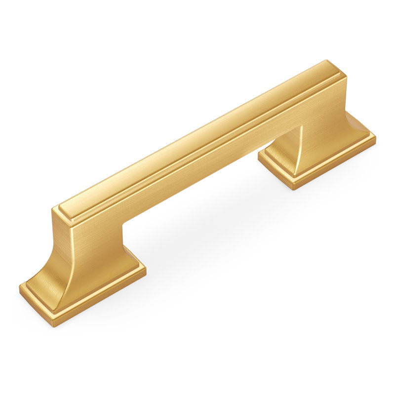 Brownstone Collection Handle Pull - Cabinet Pull - Transitional Hardware for Drawers & Cabinets, Brushed Golden Brass, 3 3/4"