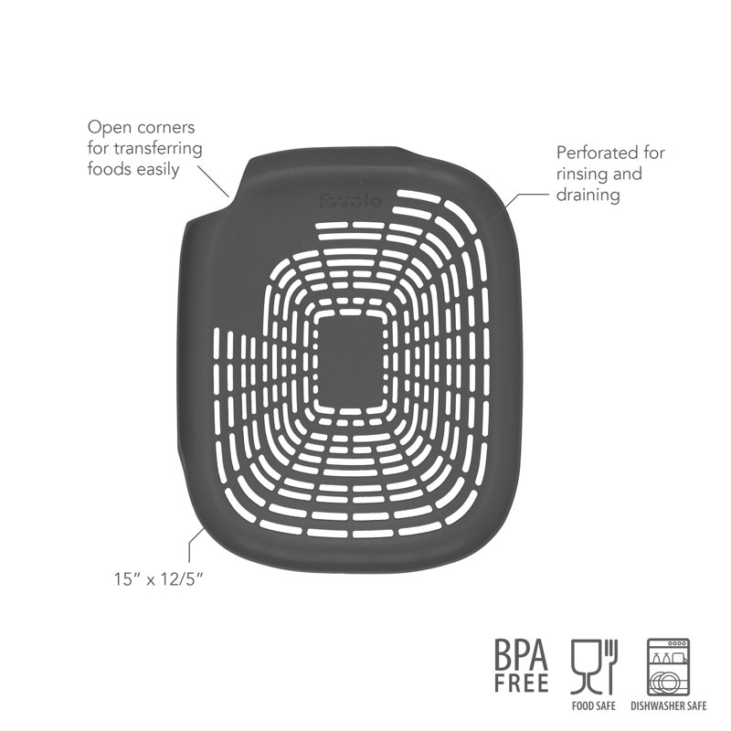 Tovolo Prep N' Rinse Flat Colander With Raised Edges, Easy-Draining In-Sink Veggie Wash, Kitchen Sink Strainer Basket, Flat Food Strainer, Flat Vegetable & Fruit Wash