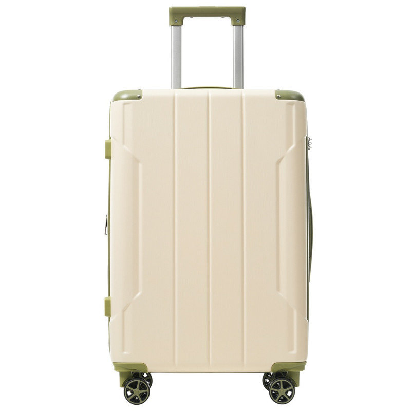 Ensemble 3 pièces de valise rigide en ABS extensible blanc-vert avec roulettes doubles TSA Lock 20 24 28 pouces