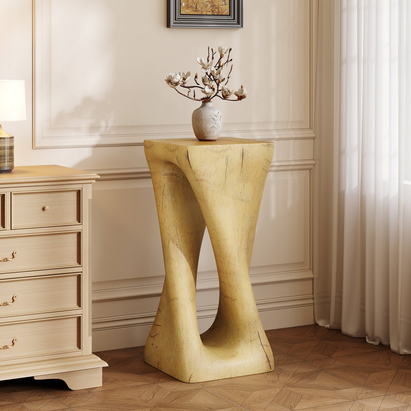 Table d'appoint d'extérieur, table de bout en forme de torsion, table d'appoint pour l'intérieur et l'extérieur, Natural