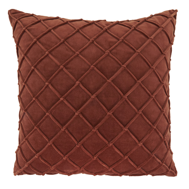 Housse de coussin en velours Diamond Pintuck, Orange, Duvet de canard