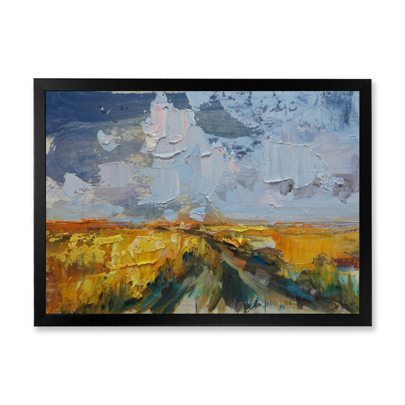 "Autumn Field Spatula Effect", reproduction d'art sur toile, Cadre noir, H 8 po x l 12 po x P 1 po