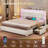 Beige Bed Frame With 5 Xl Storage Drawers-2022326759-2022143218