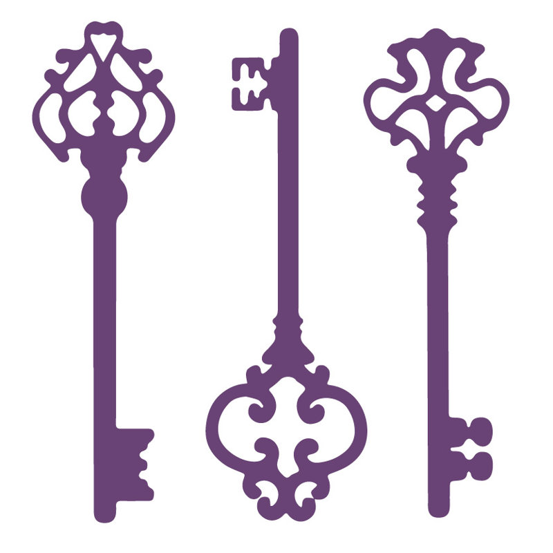 Décalcomanie murale clés squelettes, H 22 po x l 21 po x P 0,01 po, Violet