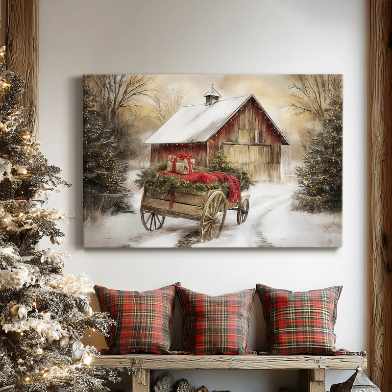 Warm Lantern Carols Lane - Toile tendue avec châssis de qualité supérieure, H 18 po x l 12 po