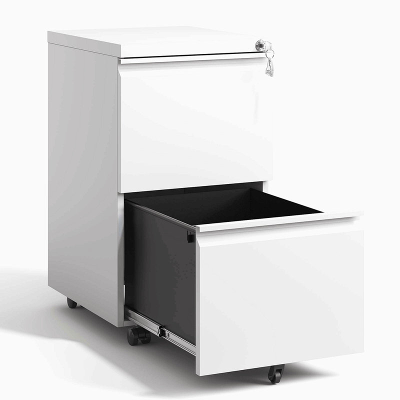 2 Drawer Metal  Mobile File Cabinet, Rolling File Cabinet With Lock For Hanging Legal/Letter/A4 Size,Fully Assembled Except Wheels