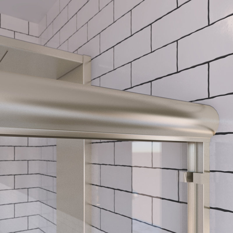 Distinctive 60 in. W x 58.5 in. H Sliding Bypass Semi-FramelessTub Door in Brushed Nickel with 1/4 in. Thick Clear Glass