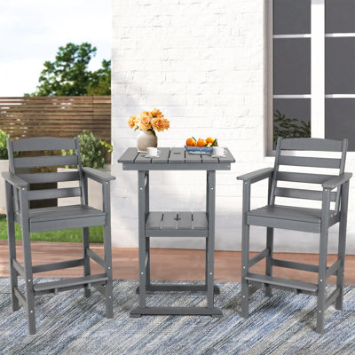 Ensemble de 3 chaises de bar et table Adirondack d'extérieur