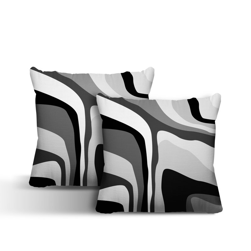Coussin décoratif carré intérieur / extérieur Clickett, L 15 po x H 15 po, Noir