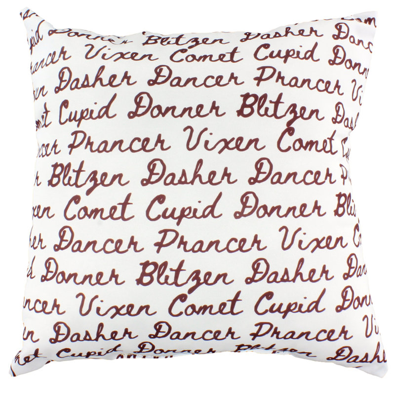 Reindeer Names Reversible Pillow, Red