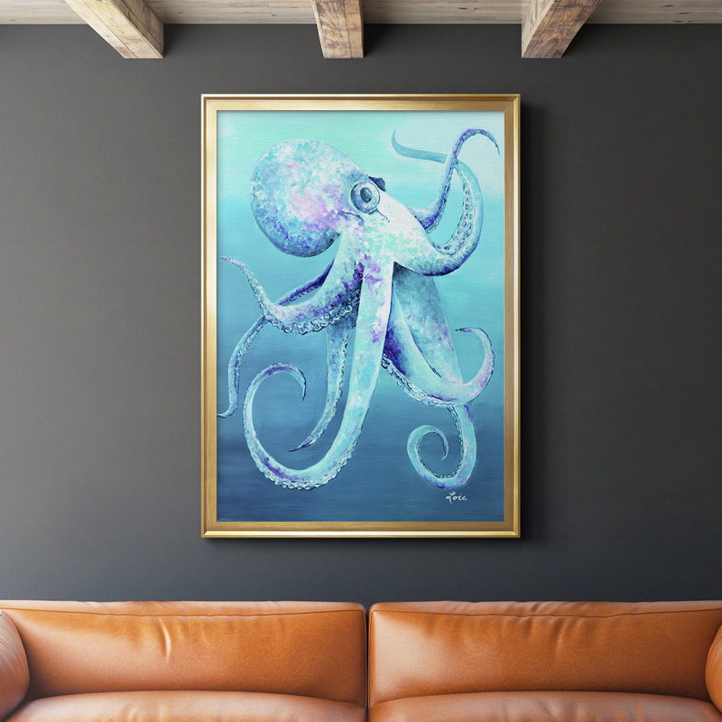 Octopus, reproduction encadrée de qualité supérieure - prête à être accrochée, H 42,5 po x l 30,5 po x P 1 po, Or