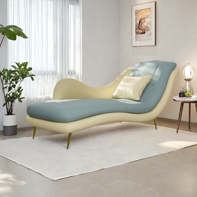 Chaise longue Robichaux , Orienté à droite, Light Blue/Beige