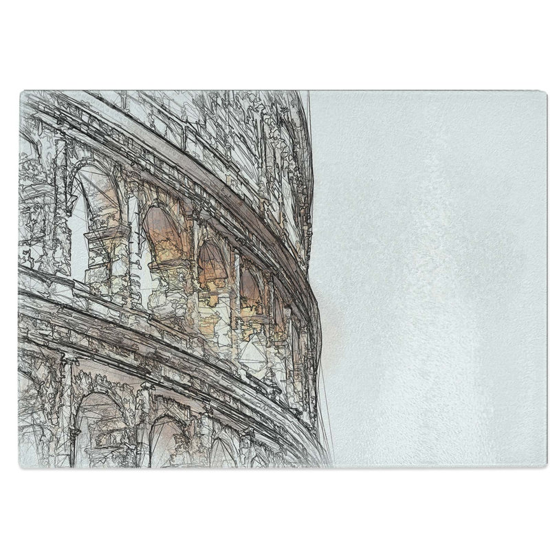 Tempered Glass Colosseum in Rome Italy Chopping Board, 39 cm W x 28.5 cm L