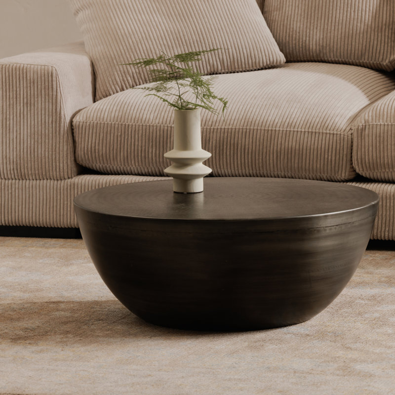 Table basse Hobbs Drum, Nickel antique
