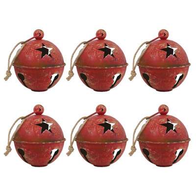 Ornements de cloche de Noël rétro, décorations de boule de Noël en métal rustique de 5,12 pouces pour les fêtes