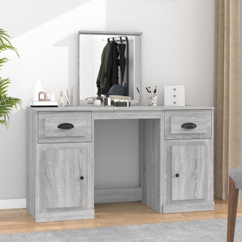 Alfeu Dressing Table with Mirror, Grey Sonoma