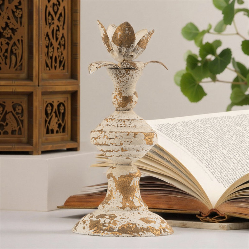 Decorative Candle Holder, Charming Floral Accent, Rustic Home Decor