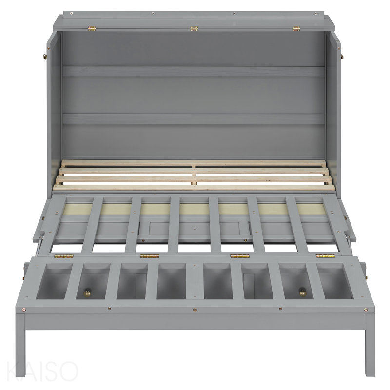 Lit escamotable double avec grands tiroirs, Gris