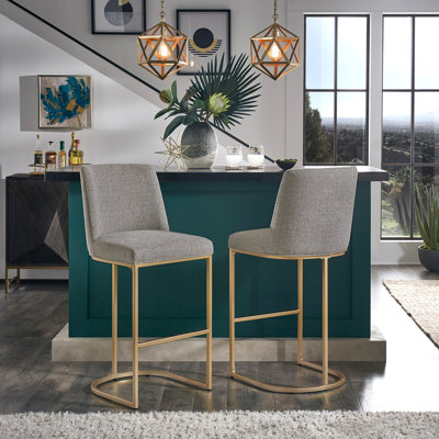 Upholstered Counter Stool with Iron Frame