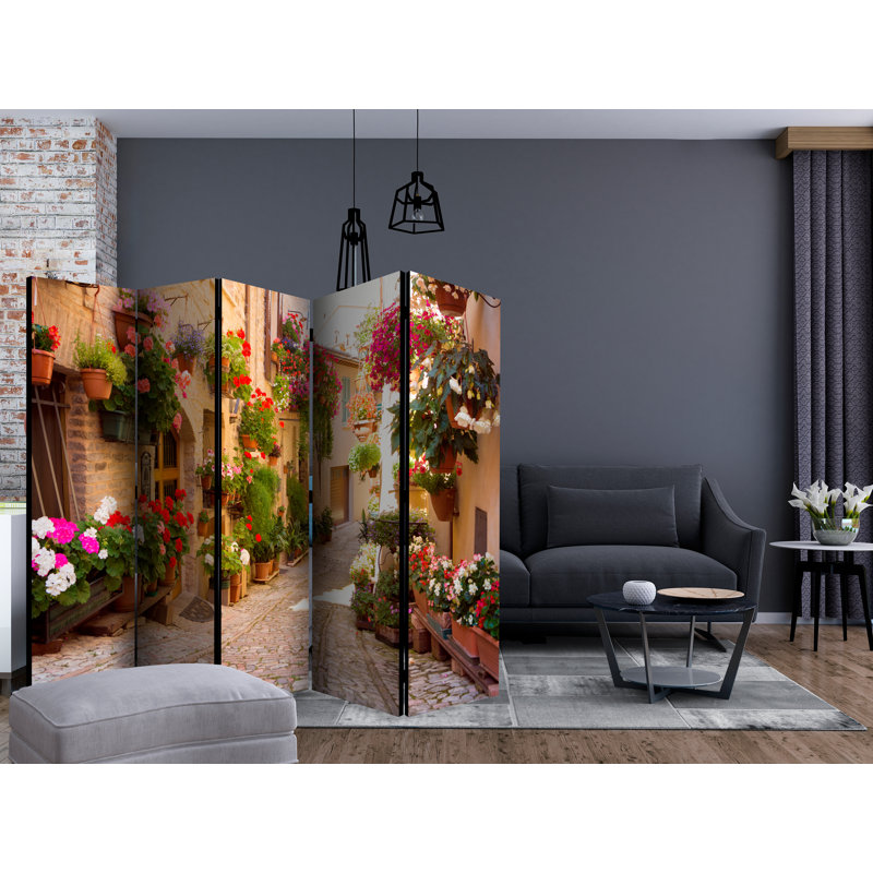 225cm W x 172cm H 5 - Panel Solid Wood Folding Room Divider