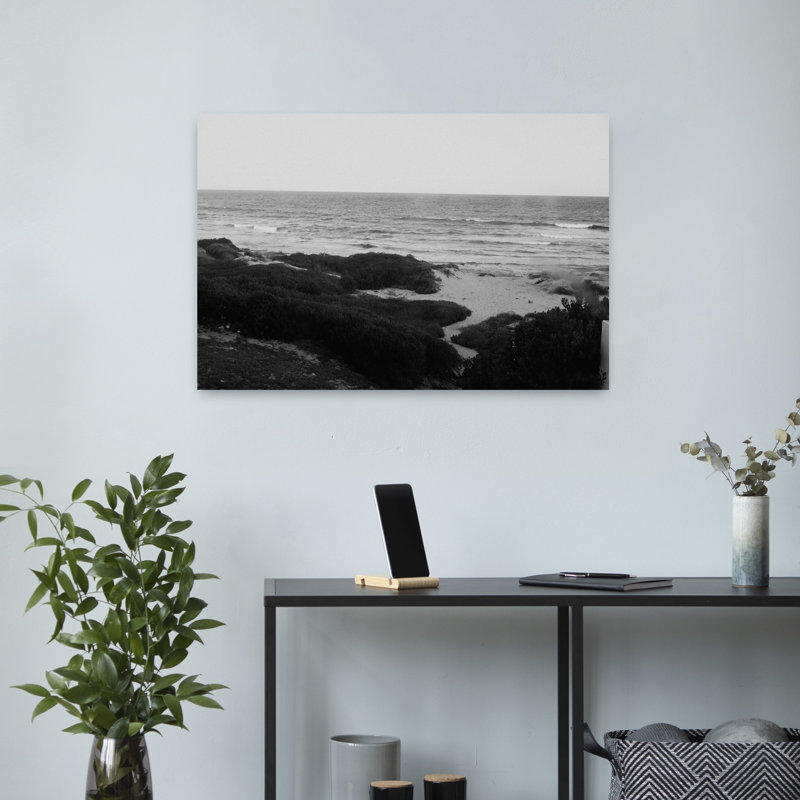 Black And White Coastal View Peaceful Serene Tranquil Coastal Wall Art Print 1 Piece Wrapped Canvas Wall Art