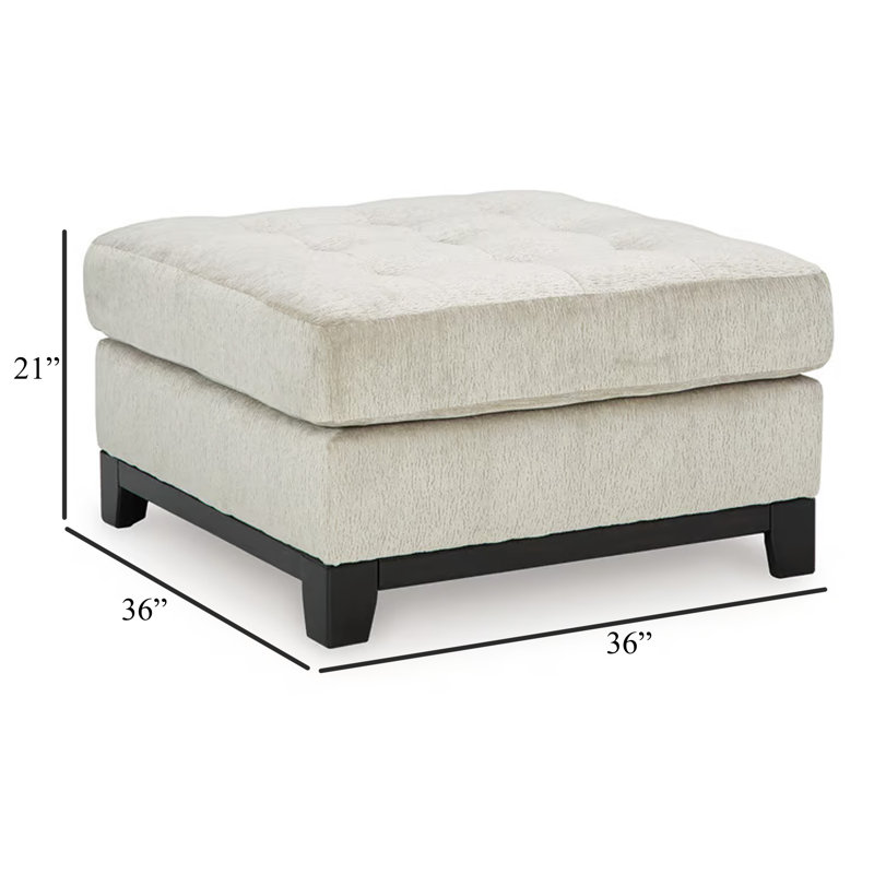 Repose-pieds Maxo, 36 po carré, polyester riche touffeté doux, Ivoire ivoire