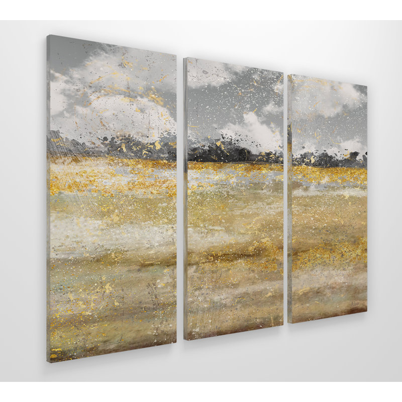 " Meadow Shimmer I " 3 - Pieces, 32" H x 48" W x 1.5" D