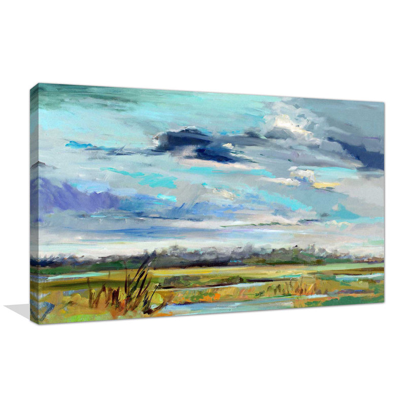 Marsh Skies par - Peinture, Toile tendue, H 28 po x l 48 po x P 1,5 po