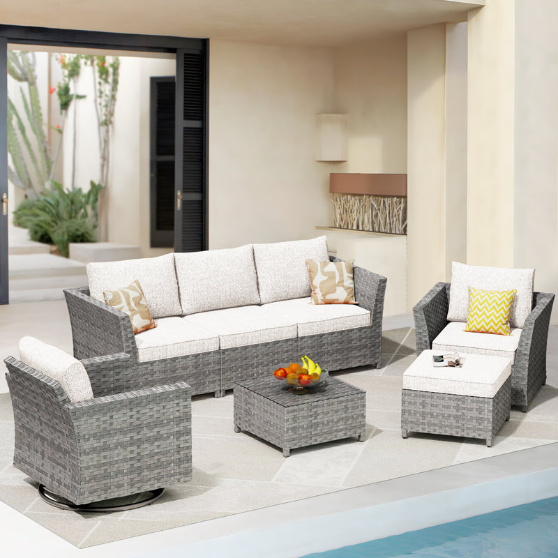 Ignatz 7 - Piece Patio Furniture Set With Cushions, Beige